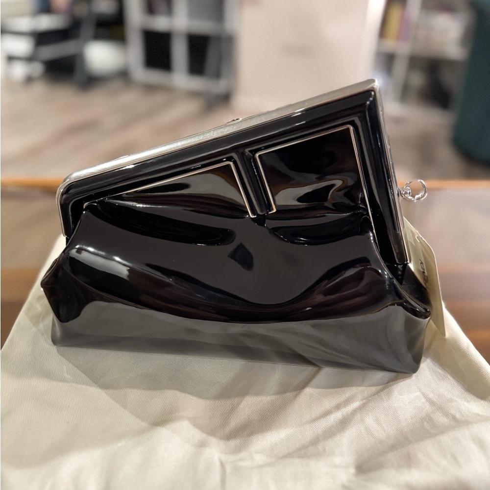 Fendi first bag medium size. Glossy Black Shoulder Bag